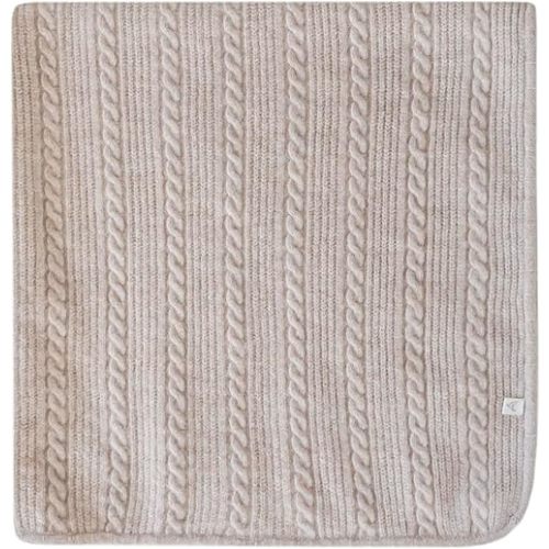 Copper Pearl Sweater: Super-Soft, Stretchy 36"x36" Chunky Knit Blanket, Perfect Knitted Baby Blanket for Newborns, Neutral, Cozy, Heirloom Quality - Oatmeal
