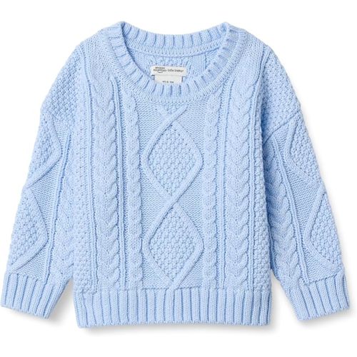 Amazon Essentials x Sofia Grainge Babies, Toddlers and Boys' Cotton Cable Design Crewneck Sweater with Ribbing