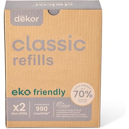 Diaper Dekor Classic Diaper Pail Refills | 2 Count Unscented | Exclusive End-of-Liner Marking | Quick & Easy to Replace | Most Economical Refill System | for Original and Eko Style Pails