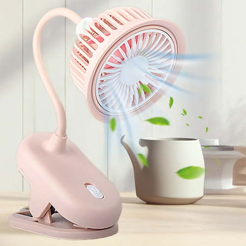 Qianying Clip on Fan Usb Battery Operated Desk Clip Fan,Baby Stroller Fan Rechargeable Personal Fan Flexible Neck Great for Beach Car Camping Dorm Bed Office-Pink