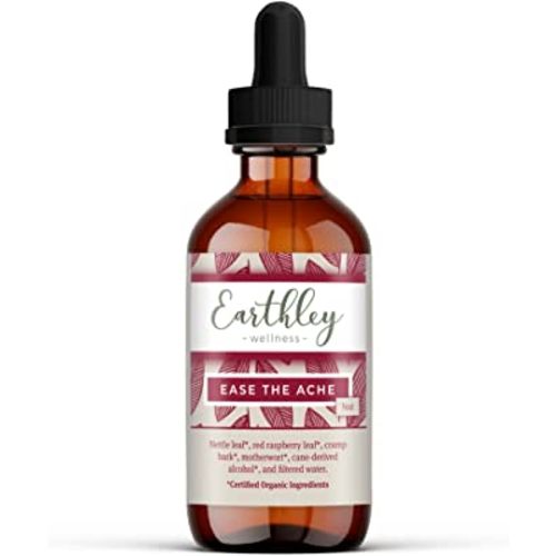 Earthley Wellness Ease The Ache Women’s Cramp Formula, Soothe Aches and Improve Mood, Nettle Leaf, Red Raspberry Leaf, Cramp Bark, Motherwort (1oz)