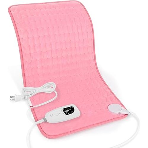 Heating Pad,Electric Heating Pads for Back,Hot Heated Pad for Abdomen,Shoulder,Knee,Multiple Temp and Auto Shut Off(Baby Pink,12''×24'')