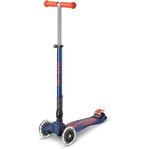 Micro Kickboard - Maxi Deluxe Foldable LED - Three Wheeled, Lean-to-Steer, Fold-to-Carry Swiss-Designed Micro Scooter for Kids with Motion-Activated Light-Up Wheels for Ages 5-12