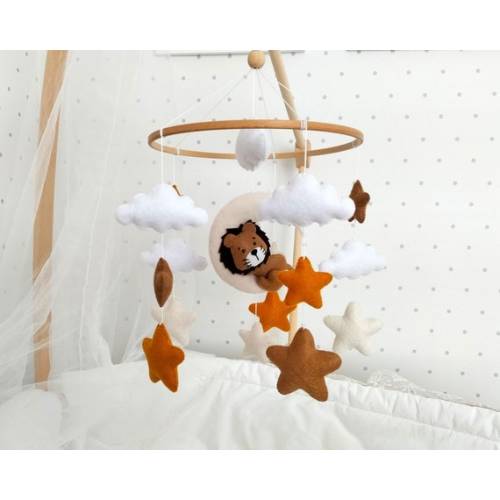 Baby Mobile With Lion Baby Leo Mobile Leo Boho Mobilemoon - Etsy