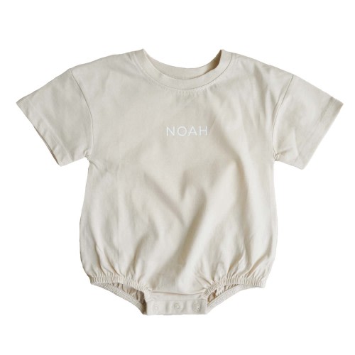 Personalized Short Sleeve Bubble Romper | Earthy Neutrals