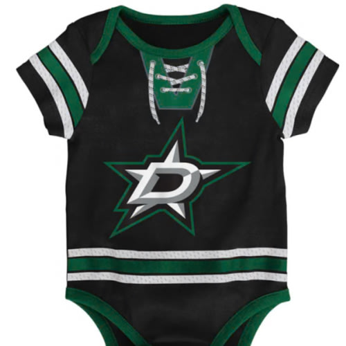 Dallas Stars Dallas Stars BLACK Baby Hockey Pro Blank One Piece - 133416262