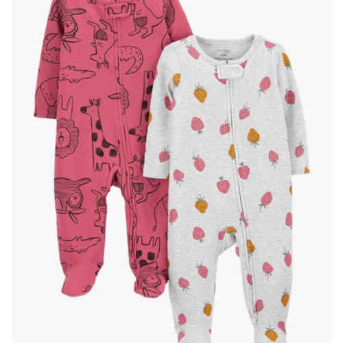 Simple Joys by Carter's Baby Girls' 2-Way Zip Thermal Footed Sleep and Play, Pack of 2