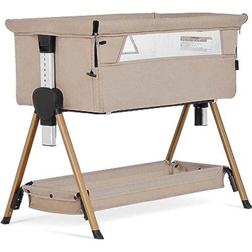 Dream On Me Lilly Bedside Bassinet for Baby, Lightweight and Portable Baby Bassinet, Seven Position Adjustable Height with Large Storage Area