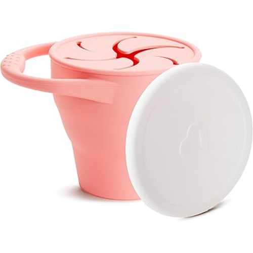 Munchkin C’est Silicone! Snack Catcher Toddler Snack Cup with Lid, Coral