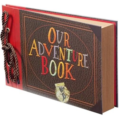 Scrapbook Photo Album,Our Adventure Book Scrapbook, Embossed Words Hard Cover Movie Up Travel Scrapbook for Anniversary, Wedding, Travelling, Baby Shower, etc (Adventure Book)