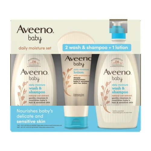 Aveeno Baby Moisture Set, 2 Wash & Shampoo + Lotion, 44 Fluid Ounce