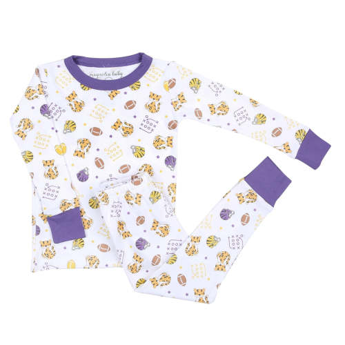 Tiger Football Purple-Gold Long Pajamas