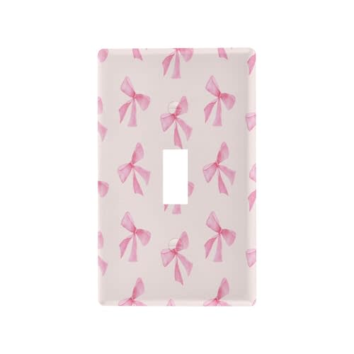 Blueangle Toggle Light Switch Wall Plate Cover - Pink Bow Light Switch Cover Decorative Outlet Cover Wall Plate, Size 1-Gang 4.53 x 2.76 Inch