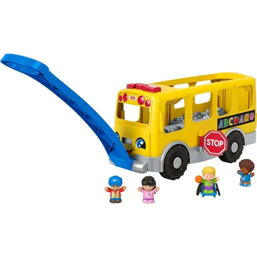 Fisher-Price Little People Big Yellow Bus, musical push and pull toy with Smart Stages for toddlers and preschool kids