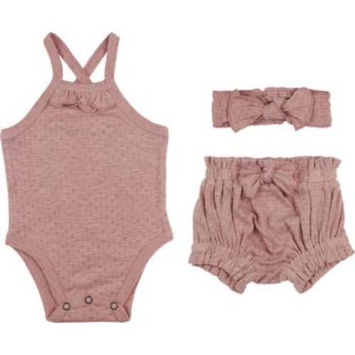 Organic Cotton Pointelle Bodysuit, Bloomers & Headband Set, 0-3m (7-12 lbs)