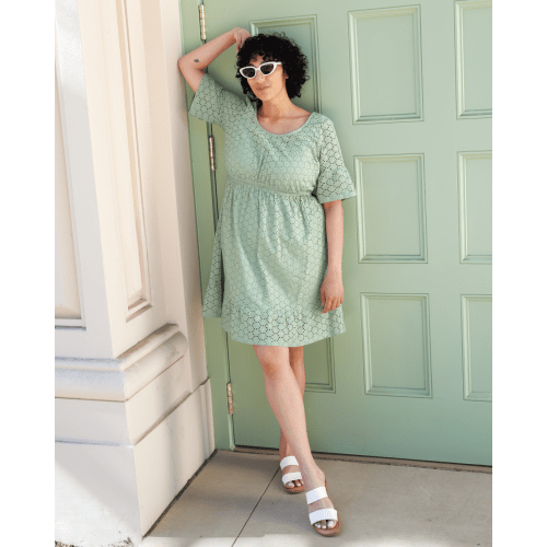 Dahlia Eyelet Maternity & Nursing Dress | Aqua Mist - Kindred Bravely