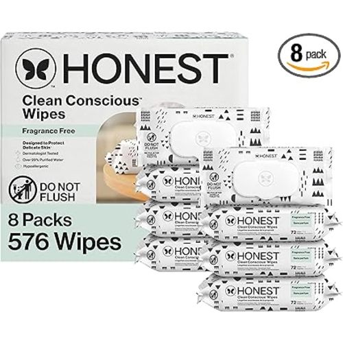The Honest Company Hypoallergenic Multi-Use Baby Wipes for Sensitive Skin Baby Pattern Play 576 Count