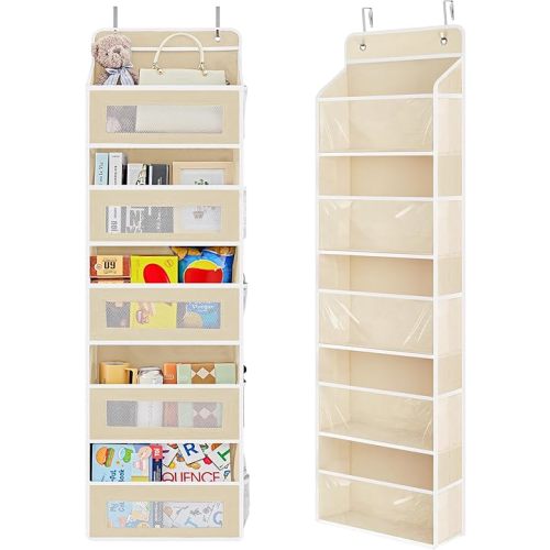 JARLINK 2 Styles Over The Door Organizer Storage with 5 Large Capacity Pockets and Over The Door Organizer W/Clear View Windows