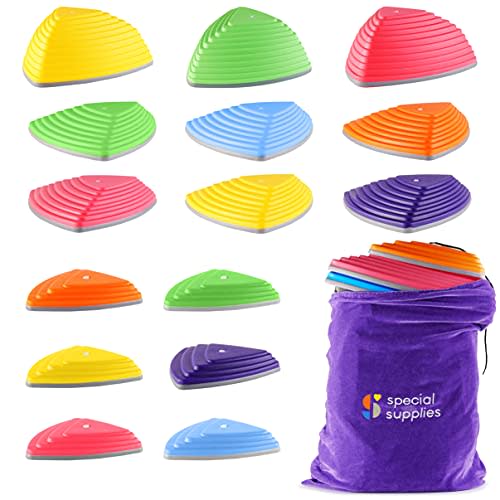 Special Supplies 15 Stepping Stones for Kids Indoor and Outdoor Balance Blocks Promote Coordination, Balance, Strength Child Safe Rubber, Non-Slip Edging