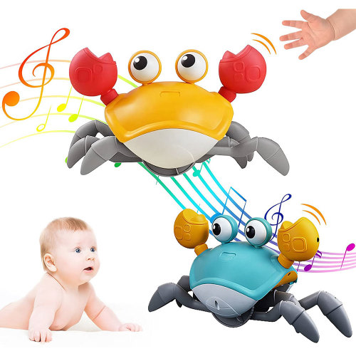 Zivmin Sensing Crawling Crab Tummy Time Baby Toys Interactive Walking Dancing Toy with Music Sounds & Lights, USB Charging
