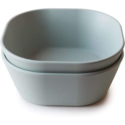 mushie Square Dinnerware Bowls for Kids | Made in Denmark, Set of 2 (Sage)