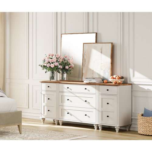 One Allium Way® Mid Century Modern Kids Dressers With Charging Station, Dresser For Bedroom With 5 Drawers And 2 Storage Cabinet, Oak | Wayfair
