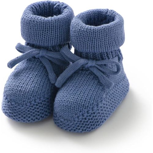 Hadetoto Newborn Baby Booties Cotton Knit Shoes Soft Cozy First Wakers Warm Booties for Toddler Infant Girl Boy