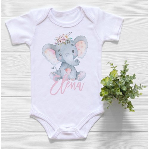 Elephant bodysuit, Custom Elephant Baby Shower Gift, Name bodysuit,Boho Baby Girl Clothes, Baby Girl Clothes,Little Peanut,Personalized Baby