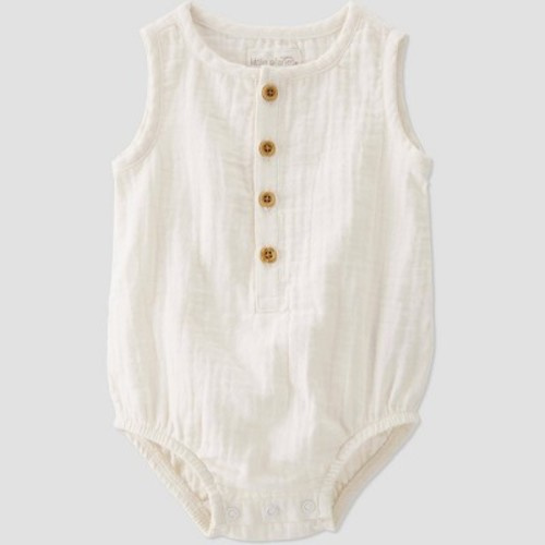 Little Planet by Carter’s Organic Baby Gauze Bubble Jumpsuit, Color: White, Size: Newborn