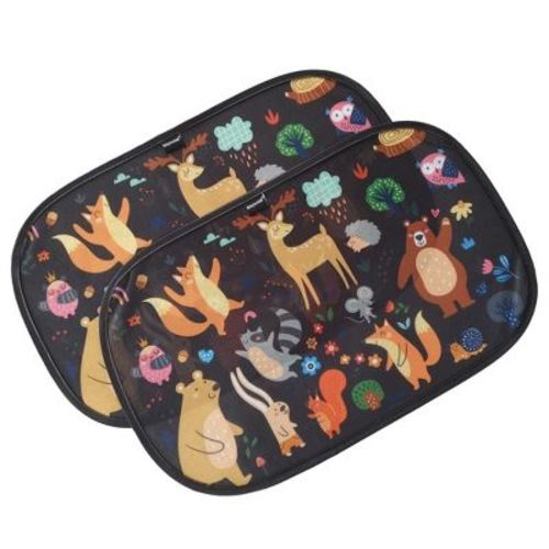 Enovoe 21" X 14" Colorful Cartoon Animal Design Car Uv Rays Protection Window Shade, Multicolored 2-pack