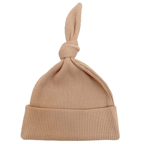 Organic Waffle Knot Beanie, Tan