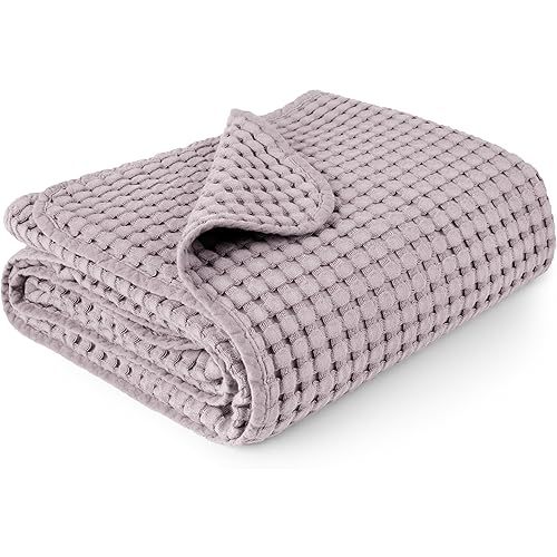 Konssy Waffle Baby Blankets, Nursery Blankets for Boys Girls, Swaddle Blankets Neutral Soft Lightweight Toddler and Kids Throw Blankets(Purple)
