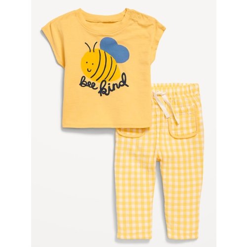 Short-Sleeve Graphic T-Shirt and Pants Set for Baby