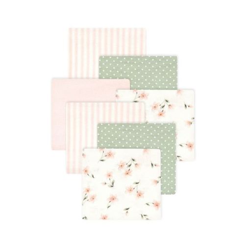 Little Treasure Hudson Baby Girls Cotton Poly Flannel Receiving Blankets Multipack, Pink Dainty Florals, 30x30 inches