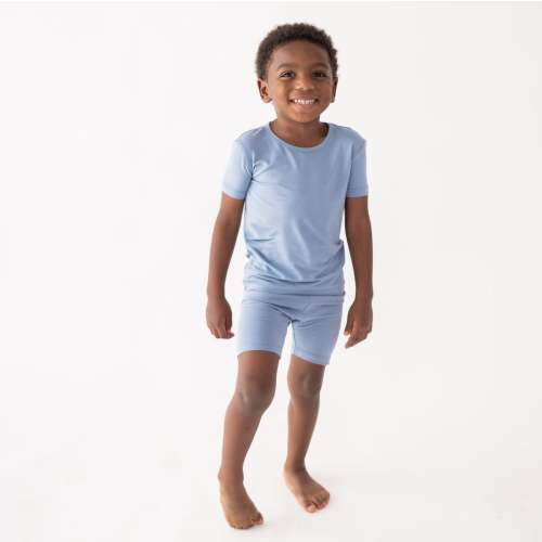 Short Sleeve Pajamas in Slate | Bamboo Pajamas | Kyte Baby