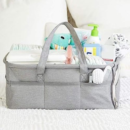 Kids N' Such Portable Baby Diaper Caddy Organizer With Handle For Nursery & Car, Gray