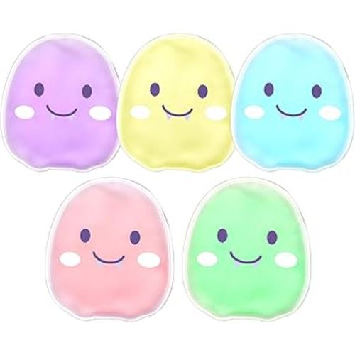 5 PCS Boo Boo Ice Pack, Kid Reusable Ice Pack, Auxiliary Fever Reduction, Hot Cold Pack for Kids Injuries, Wisdom Teeth, Baby Colic, Gas and Upset Stomach, Pain Relief, Fever, Headaches
