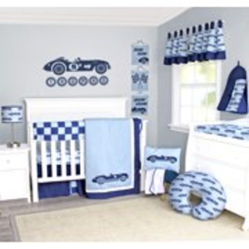 Pam Grace Creations Vintage Racecars 6 Piece Crib Bedding Set