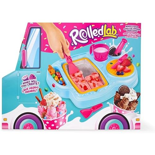 Food Truck Ice Cream Roll Maker Tray – DIY Rolled Ice Cream Maker Set for Kids & Adults – No Electricity Needed – Includes Tools & Compartments for Custom Flavors