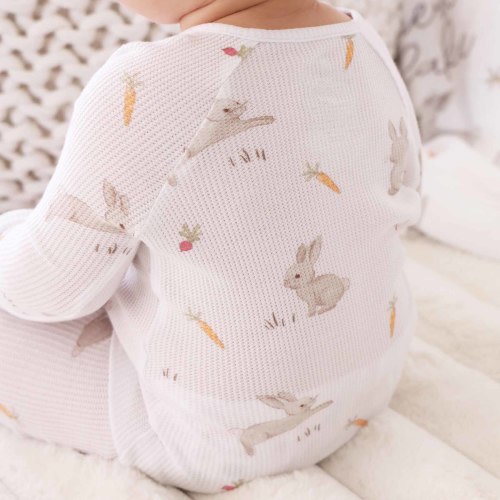 Hop Little Bunnies Waffle Convertible Zip Romper