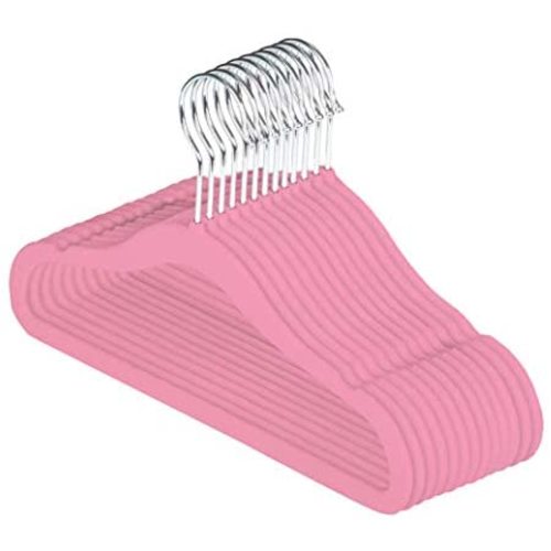 Baby Nest Designs Pink Baby Hangers for Matching Closet Dividers and Nursery Organizer 15x Velvet Hangers for Baby Clothe