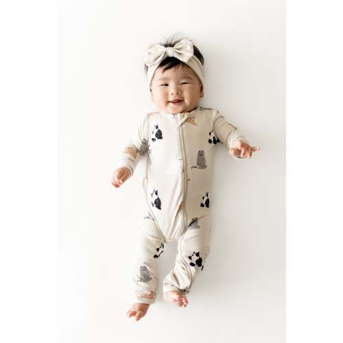 Zippered Romper in Fluffy Cat