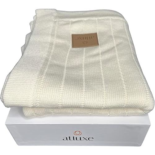 Premium Washable Knitted Baby Blanket, 100% Organic Baby Blankets Neutral, Extra Fine 100% Merino Wool Soft Knit Baby Blanket Blanket (40 inch x 30 inch)