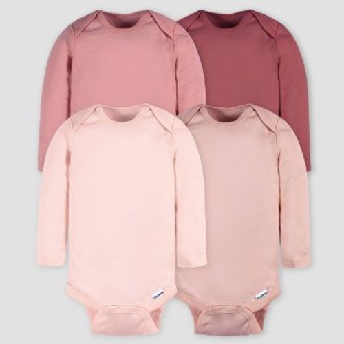 Gerber Baby 4pk Tonal Long Sleeve Bodysuit - Pink 0-3m