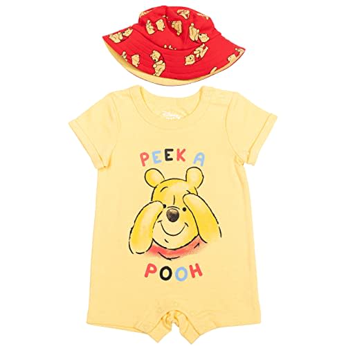 Disney Lion King Mickey Mouse Winnie the Pooh Jack Skellington Lilo & Stitch Baby Romper & Bucket Sun Hat Newborn to Infant