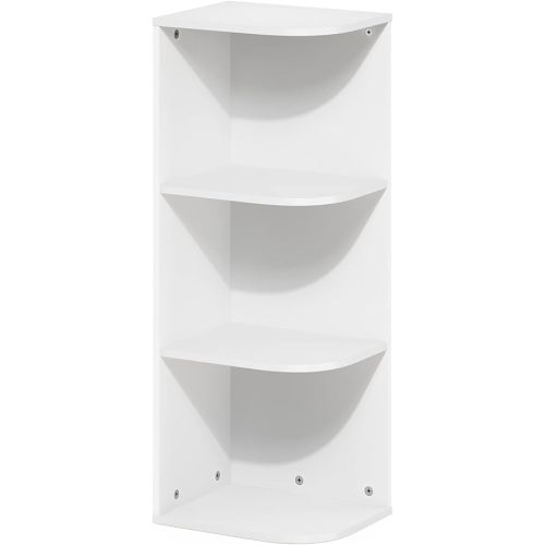Furinno Pasir 3-Tier Corner Open Shelf Bookcase, White