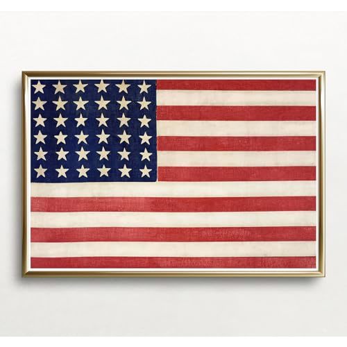 JarThenaAMCS Patriotic Canvas Wall Art Print Vintage 4th of July American Flag Art Poster Independence Day Room Decor for Gallery Living Room Bedroom (UNFRAMED 16 x 24 Inch)