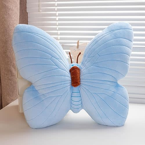 PEACH CAT Butterfly Pillow Decorative Butterfly Shaped Throw Pillows 15.7" x 15.7" Cute Plush Cushion Decor for Bedroom Living Room Sofa Couch Blue