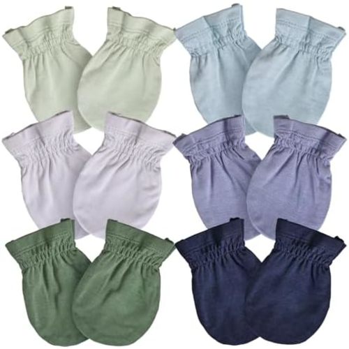 SuperSoft Baby Mittens, Bamboo Viscose Infant Newborn Mittens for Girls Boys No Scratch Gloves 6 Pack