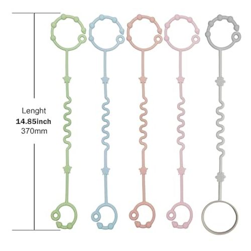 RTMOK Toy Straps for Baby, Silicone Setpacifier Clip,Applies to Car Seat Toy,Teether Toy,High Chair,Stroller Accessories,Baby Toy Clips,Cribs,Rocking Chair